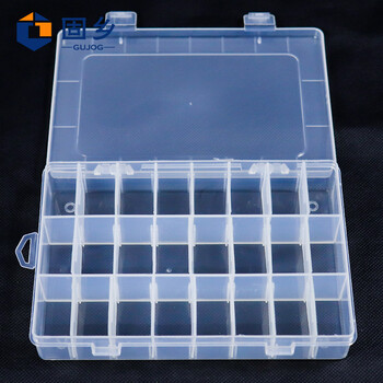 固乡 24格透明分格盒 零件盒 元件盒 透明小格子 塑料收纳盒 零件分类盒 多功能可拆分 工具螺丝储物盒