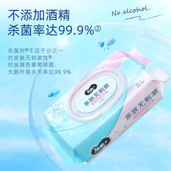 洁柔卫生湿巾80片加厚99.9%杀菌清洁湿纸巾清爽不粘腻线下超市同款