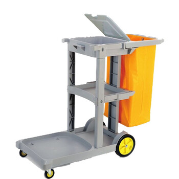 超宝（CHAOBAO）D-11-1 多用途带盖清洁手推车 灰色 垃圾收集车 保洁车布草车物业商场酒店客房服务车