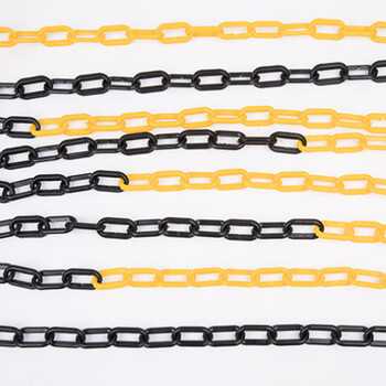 金诗洛 KSL201 塑料警示链条 路锥链条隔离链条警示防护隔离墩链条 (8mm黄黑-5米）