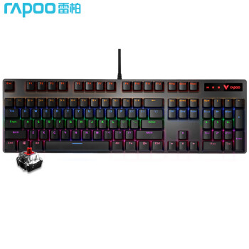 雷柏（Rapoo） V500PRO 有线背光机械键盘 104键全尺寸游戏电竞笔记本电脑多媒体办公吃鸡全键无冲键盘 红轴