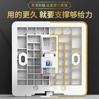 万级（WANJEED）电话模块单口面板 RJ11免打语音模块 86型一位面板单口插座 1-4263