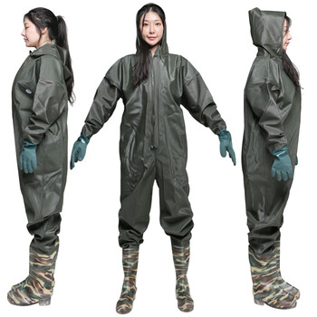 海斯迪克 涉水裤 防水连体雨衣雨裤 下水裤捕鱼裤 全身款42码