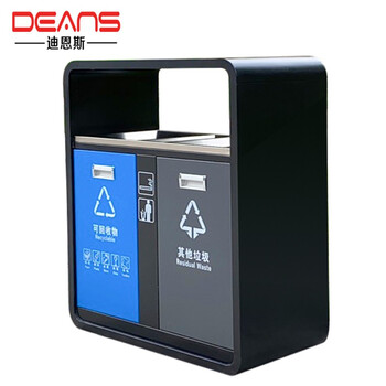 迪恩斯（DEANS）户外垃圾分类垃圾桶直投方桶大号两分类环卫垃圾箱市政室外公园小区广场商用果皮箱 镀锌板桶身+不锈钢投口