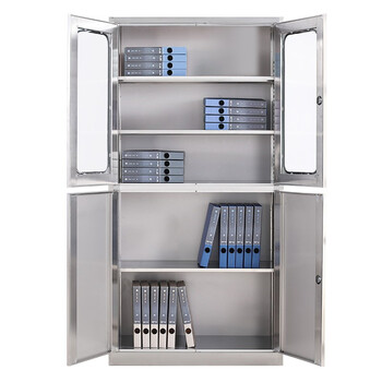 京顿JINGDUN 201不锈钢文件柜办公资料柜档案柜不锈钢财务凭证票据带锁玻璃储物柜 201等器