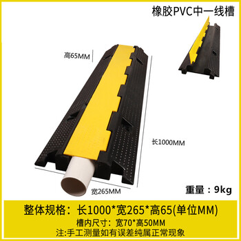 者也 减速带PVC电缆保护槽压线板室内外线槽橡胶盖线槽板 盖板中一线槽1000*265*65mm