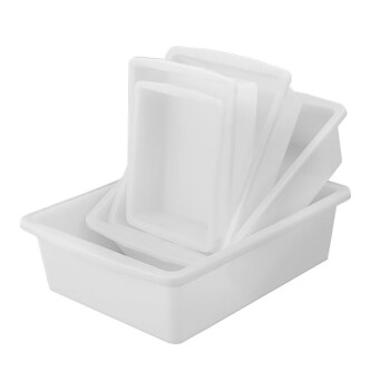 鸣固 白色塑料盒子方盘 零件盒 周转箱筐物料盒元件盒分拣篮子 加厚 长50*宽38.5*高14.5