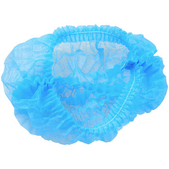 伏兴 FX506 一次性无纺布条形帽100只装 一次性头套卫生头罩防尘帽 双筋 蓝色 