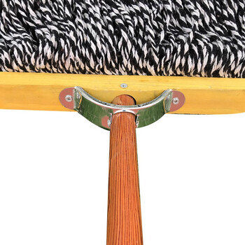 久洁定制棉线吸水拖把工业加长木杆墩布宽拖布平拖平推可悬挂拖把蓝白40cm木头木杆