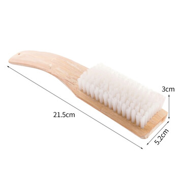 益美得 LSL8561 多功能竹柄硬毛清洁刷子洗鞋木柄刷子 【1把白色硬毛竹柄刷】