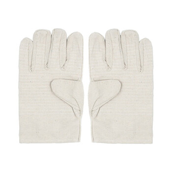 Raxwell RW2201劳保工作帆布手套白甲24线 双层隔热耐磨定做 机械加工搬运维修 10副/袋