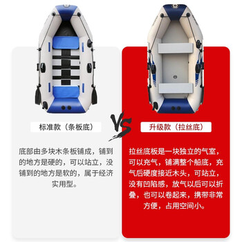 速澜 加厚充气橡皮艇 户外防汛救灾救援冲锋舟皮划艇充气船钓鱼船救生艇快艇送充气泵+船桨 2.6米板底船