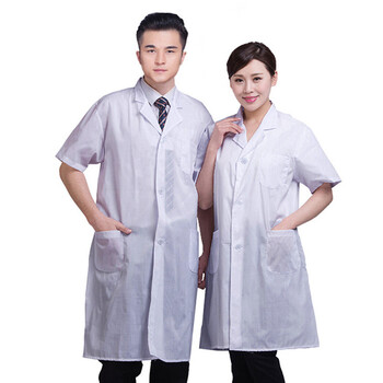 者也（ZYE）短袖白大褂 实验室白大衣男女半袖护士服药店隔离衣夏季 加厚款 S可定制