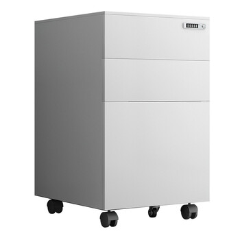 欧思泰钢制文件柜活动柜三抽柜办公矮柜铁皮柜密码锁柜子  白色