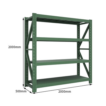 京度 货架仓储货架仓库展示架置物架层架储物架中型四层可定制2000*2000*500军绿色主架
