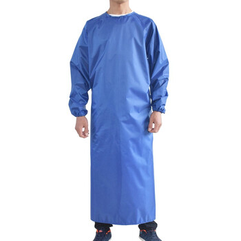 者也（ZYE）涂层防水罩衣耐油耐弱酸碱厨房水产养殖劳保大褂围裙可定制 深蓝色 大号