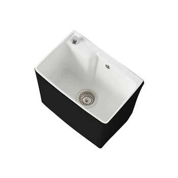 星期十池陶瓷洗拖把池拖布池落地式洗拖布池黑白311+一键排污47cm*31cm*41cm定制