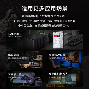 希捷（SEAGATE）NAS硬盘 4TB 256MB 机械硬盘 CMR垂直 静音低耗 数据恢复服务 3.5英寸 希捷酷狼 ST4000VN006