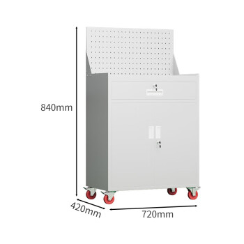 京顿重型工具柜铁皮柜工具收纳存放柜五金零件柜带工具挂板 一抽带轮灰色