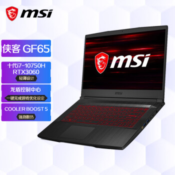 微星(msi)侠客 GF65 15.6英寸游戏本笔记本电脑(十代i7 16G 512GB RTX3060 144Hz电竞屏两年上门服务)
