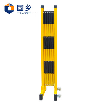 固乡玻璃钢圆管式硬质伸缩围栏电力施工全绝缘可移动折叠隔离防护栏配电室黑黄1.2*2米