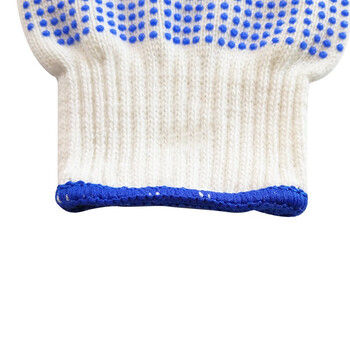 鸣固 点塑手套 涂胶手套防滑点胶白线棉线手套 加厚耐工地工作司机搬运劳保手套(600G)48付