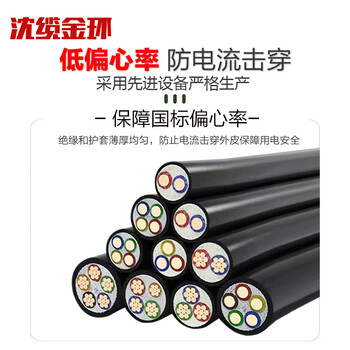 沈缆金环 ZR-VV-0.6/1KV-3*25+1*16mm² 国标铜芯阻燃电力电缆 1米