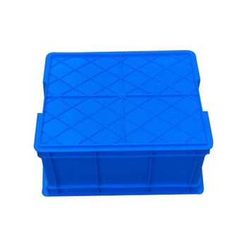 京云灿塑料周转箱长方形蓝色加厚可配盖熟胶箱货架收纳盒运输框392-190外440*330*200mm