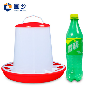 固乡 鸡饲料桶 鸡料槽食槽 鸡料筒 小鸡喂食器 鸡鸭鹅鸽子自动下料槽 养鸡饲料桶 【连体饲料桶可装2.5kg】