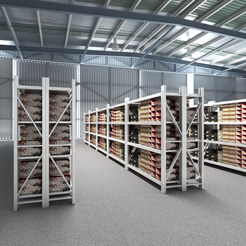 京酷 仓储货架100*60*200cm 轻型钢制置物架仓库超市货架展示架 120kg/层白色四层主架