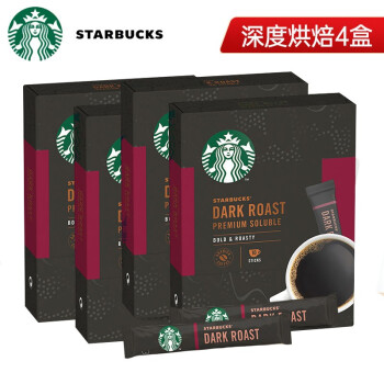 星巴克starbucks 无糖美式黑咖啡 速溶咖啡中度 深度烘焙免煮条装