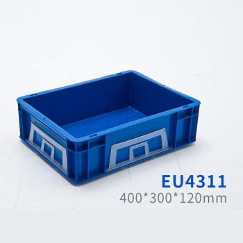 万尊 EU物流箱 400*300*120mm蓝色无盖 加厚塑料周转箱储物箱