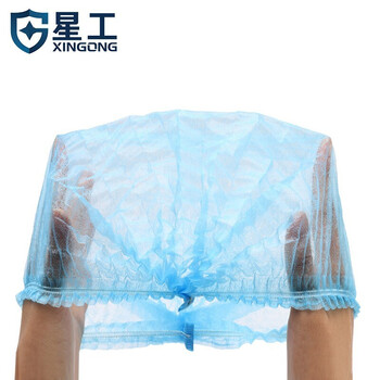 星工（XINGGONG） 一次性头套发罩网帽发网无纺布防尘防护条形蘑菇帽 加厚蓝色100只装