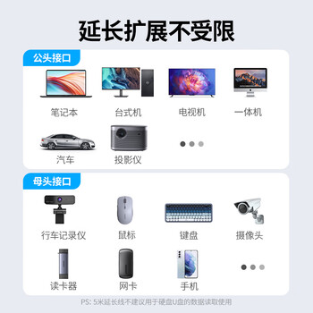 绿联USB3.0延长线 公对母数据连接线 电视电脑主机硬盘U盘鼠标键盘打印机扩展线充电转接线5米90722