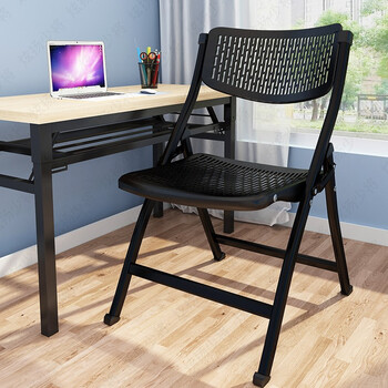 密林 办公室折叠椅子书桌家用舒服靠背电脑座椅宿舍大学生学习久坐凳 【镂空款】黑色