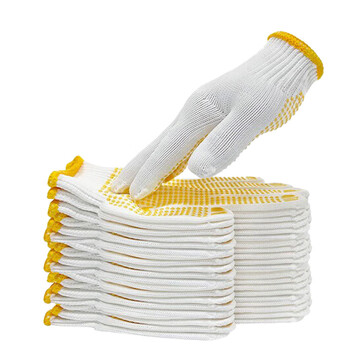 新越昌晖 劳保手套 12双/包 点塑点胶手套 防滑耐磨加厚棉线手套B11416