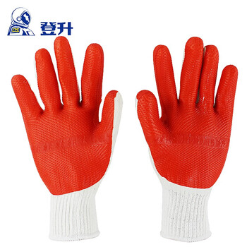 登升#105防滑手套 贴片加厚耐磨耐扎防刺防滑建筑工地搬砖搬家劳保胶皮手套 12双(一包) 均码
