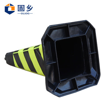 固乡 反光（路锥黑黄一体大号）塑料隔离方锥 请勿泊车禁止停车牌雪糕筒路障警示柱橡胶交通设施警示锥