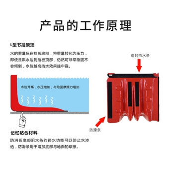 贝傅特 挡水板 红色可移动防洪挡板活动式塑料挡板防水防汛必备L型 红色直板【66*75*82】