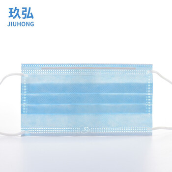 玖弘一次性成人防护口罩2000只/箱三层防护口罩熔喷布无纺布成人通用口罩防尘防花粉防雾霾
