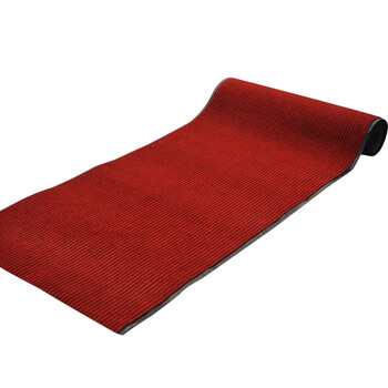 金诗洛 KSL183 PVC双条纹地垫 防尘吸水防滑耐磨地毯酒店商场走廊过道 深红1.8*15M