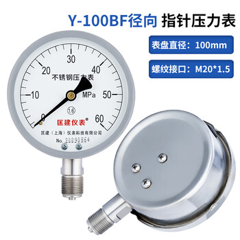 匡建仪表（CONJANT）Y-100BF 304不锈钢压力表 防腐耐高温抗酸碱 0-60mpa 表盘10厘米