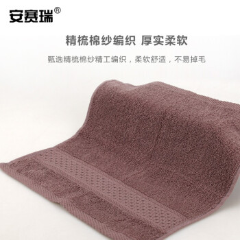 安赛瑞  方巾 吸水加厚擦手巾 34x34cm 棉柔软吸水小毛巾 (2条装)  酒店宾馆美容院方巾 咖啡 710889