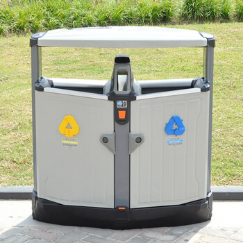 兰诗（LAUTEE）DS-02 大号户外垃圾桶 市政环卫分类果皮箱 香槟灰