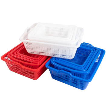 海斯迪克 HKCC10 塑料筐沥水篮收纳篮 商超分拣篮子快递周转筐 白色8号315*245*100