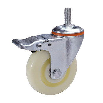 万尊 尼龙脚轮5寸万向刹车轮工业手推车丝杆轮子