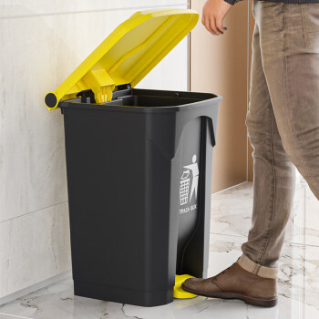 纽仕达 100L脚踏加厚塑料垃圾桶带盖脚踩式户外厨房商用大号大容量酒店