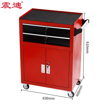 震迪工具车工厂车间工具柜汽修五金柜可定制SD1629红二抽双开门