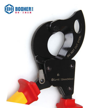 宝合(booher)双色绝缘棘轮式电缆钳剪52mm(380mm²) 0220938