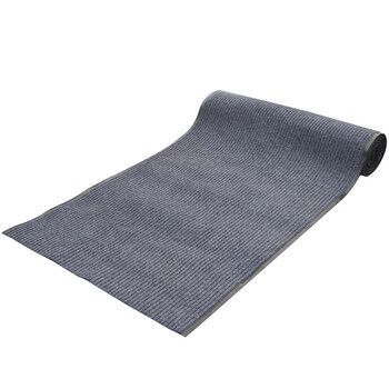 金诗洛 KSL183 PVC双条纹地垫 防尘吸水防滑耐磨地毯酒店商场走廊过道 灰色0.9*15M